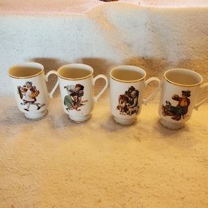 Norman Rockwell Vintage 1981 Coffee Mugs, Set of 4